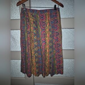 Vintage Multicolor Paisley Midi Skirt